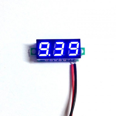 0.72 cm (0.28 inch) 3.5-30V Two Wire DC Voltmeter Blue