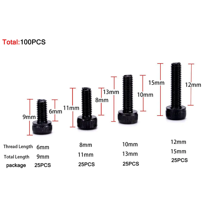 100pcs M3 12.9 Grade Alloy Steel Hex Bolt Socket Head Cap Screws Kit buy online at Low Price in