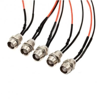 12-18V 5MM White LED Metal Indicator Light with 20CM Cable (Pack of 5) 12-18V 5MM White LED Metal Indicator Light with 20CM Cable (Pack of 5)