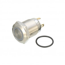 12mm 12V Ring Light Self-Lock Non-momentary Metal Push-button Switch-White Light