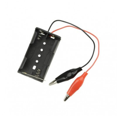 2 x AA Battery Holder Box with Alligator Clips without Cove 2 x AA Battery Holder Box with Alligator Clips without Cove