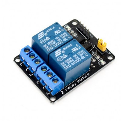 24V Dual Channel Relay Module (with Light Coupling) Diemension : (50 x 39 x 18 mm)