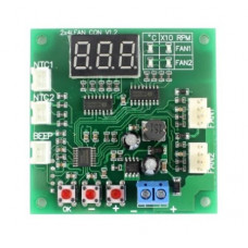 2CH 4 Wire LED Digital PWM Motor Speed Controller Fan Temperature Controller Buzzer Alarm DC 12V 24V 48V with 50CM Cable