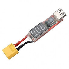 2S-6S Lipo Battery with XT60 Plug to USB Cellphone Charger Adapter with Voltage Display