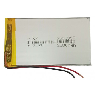 3.7V 3000mAH (Lithium Polymer) Lipo Rechargeable Battery Model KP-355085 3.7V 3000mAH (Lithium Polymer) Lipo Rechargeable Battery Model KP-355085