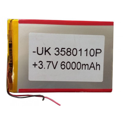 3.7V 6000mAH (Lithium Polymer) Lipo Rechargeable Battery Model UK-3580110