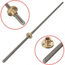 300mm Trapezoidal 4 Start Lead Screw 8mm Thread 2mm Pitch Lead Screw with Copper Nut