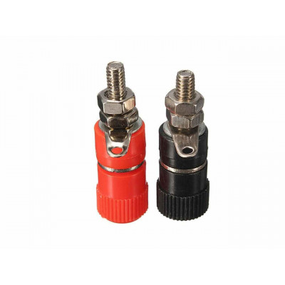 4mm Banana Socket Binding Post Nut Banana Plug Jack Connector - Black Red pair