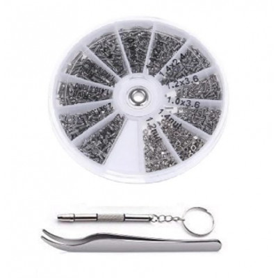 600PCS Sunglasses Clock Rimless Mirror Leg Screw Tool Package with Screwdriver Plastic Box 600PCS Sunglasses Clock Rimless Mirror Leg Screw Tool Package with Screwdriver Plastic Box