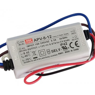 APV-8-12 Mean Well SMPS - 12V 0.67A 8.04W LED Power Supply