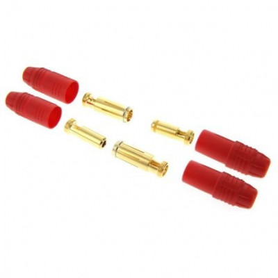 AS150 Anti Spark Self Insulating Gold Plated Bullet Connector - RED - 4 Pieces pack