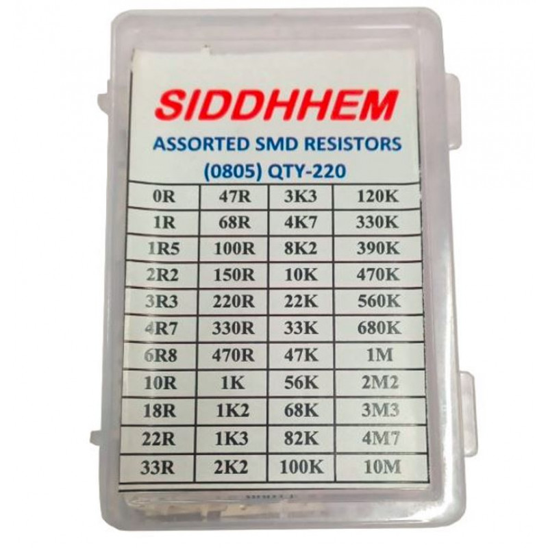 thumbnail interactive-video image 1 of 400pc 0805 SMD Resistor Assortment Kit – 20 Values – 10Ω To 1MΩ 1 of 2