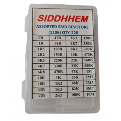 Assorted SMD Resistors Box 1206 SMD Package - 220 Pieces Set (5 Pieces Each Value)