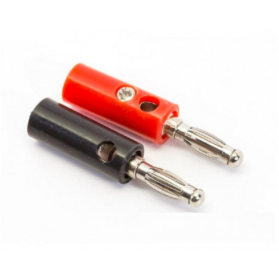 Banana Jack Plug Connector Male Black & Red Pair - 10mm Banana Jack Plug Connector Male Black & Red Pair - 10mm
