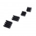 Black 4 in 1 Heat Sink Set Aluminum for Raspberry Pi 4 Model B