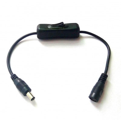 Black DC5.5 mm Male to Female Plug Extension with ON-OFF Switch Black DC5.5 mm Male to Female Plug Extension with ON-OFF Switch