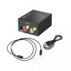 Black Digital Optical Coaxial to Analog RCA R/L Audio Converter with 3.5 mm Jack with USB Power Cable+Optical Cable