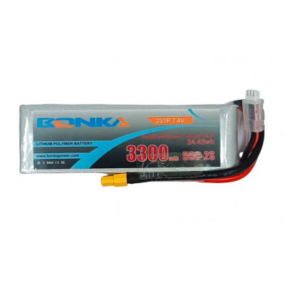 Bonka 7.4V 3300mAh 55C 2S 1P Lipo Battery