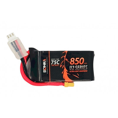 Bonka 7.4V 850mAh 75C 2S GR Ultra Light U2 Series Lipo Battery