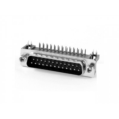DB25 Male Right Angle Connector - 25 Pin - PCB Mount