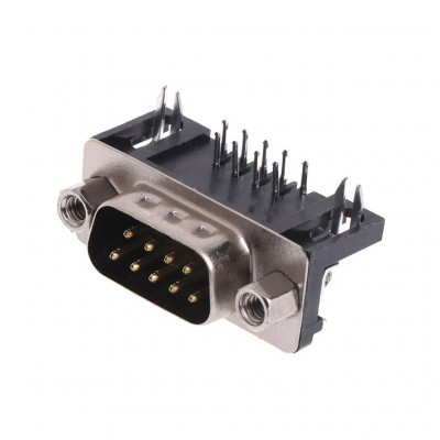 DB9 Male Right Angle Connector - 9 Pin - PCB Mount