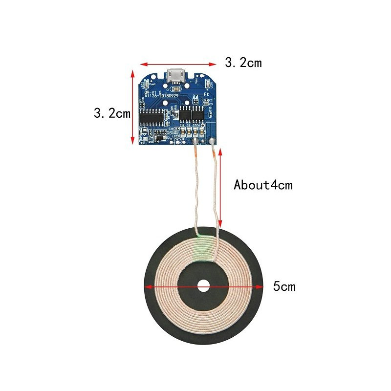 DC 5V Qi Standard Micro USB Input PCBA Circuit Board With Coil for ...