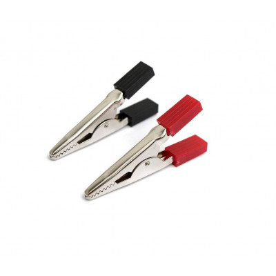 DC Crocodile Alligator Clip Black and Red Pair