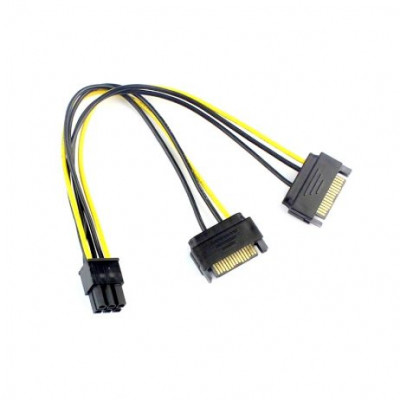 Dual SATA 15PIN to 6PIN Graphics Card Power Cable