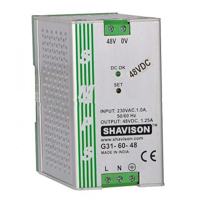 G31-60-48 Shavison SMPS - 48V 1.25A - 60W DIN Rail Mountable Metal Power Supply