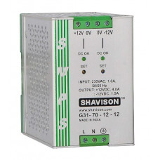 G31-70-12-12 Shavison SMPS (+12V 4A 48W) and (-12V 1.5A 18W) Dual Output DIN Rail Mountable Metal Power Supply