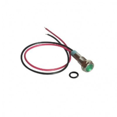 Green 3-9V 6mm LED Metal Indicator Light with 15CM Cable Green 3-9V 6mm LED Metal Indicator Light with 15CM Cable