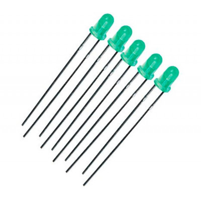 Green LED - 3mm Diffused - 5 Pieces Pack