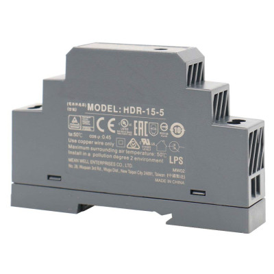 HDR-15-5 Mean well SMPS - 5V 2.4A 12W Din Rail Metal Power Supply