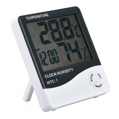 HTC-1 High Precision Large Screen Electronic Indoor Temperature, Humidity Thermometer with Clock Alarm