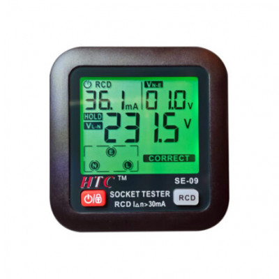 HTC SE-09 Socket Tester Outlet Tester, Receptacle Tester for 230V GFCI/RCCB with LCD Display HTC SE-09 Socket Tester Outlet Tester, Receptacle Tester for 230V GFCI/RCCB with LCD Display