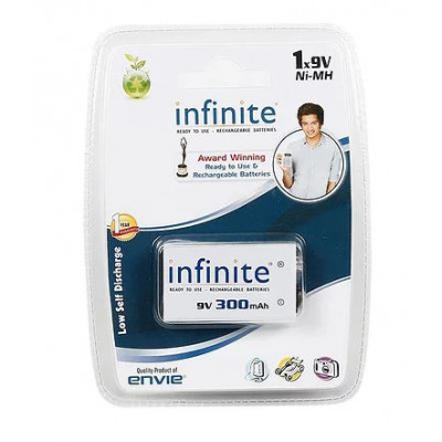 Infinite ENVIE 9V 300mAh Ni-Mh Capacity Ready to Use Rechargeable Battery