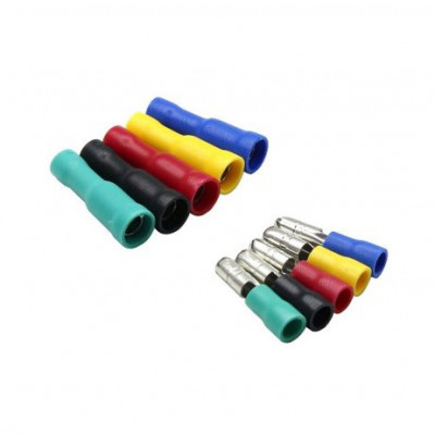 Insulated 5 Colour Wire Crimp Terminal Male-Female Connector Pair Kit - 100 Pairs