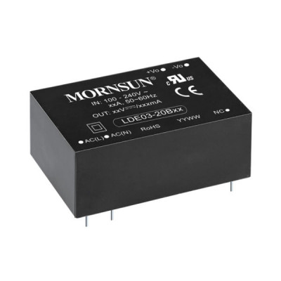 LDE03-20B24 Mornsun 85-264V AC to 24V DC 3W AC-DC Converter Power Supply Module - DIP Package