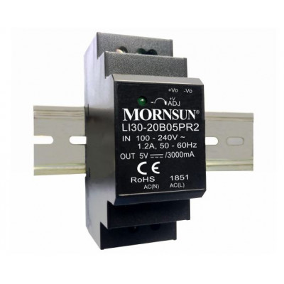 LI30-20B05PR2 Mornsun SMPS - 5V 3A 15W AC/DC DIN Rail Power Supply