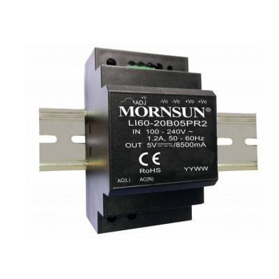 LI60-20B05PR2 Mornsun SMPS - 5V 6.5A 33W AC/DC DIN Rail Power Supply