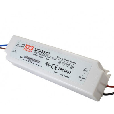 LPV-35-12 Mean Well SMPS - 12V 3A 36W Waterproof LED Power Supply