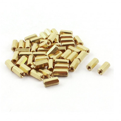 M3 X 10mm Female-Female Brass Hex Threaded Pillar Standoff Spacer - 10 Pieces Pack