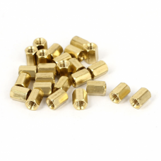 M3 X 5 mm Female to Female Brass Hex Threaded Pillar Standoff Spacer - 10 Pieces pack