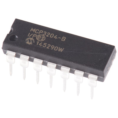 MCP3204 12-Bit 4-Channel A/D Converter (ADC) with SPI Interface IC DIP-14 Package
