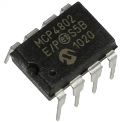 MCP4802 8 Bit Dual Voltage Digital to Analog Converter (DAC) with SPI Interface IC DIP-8 Package