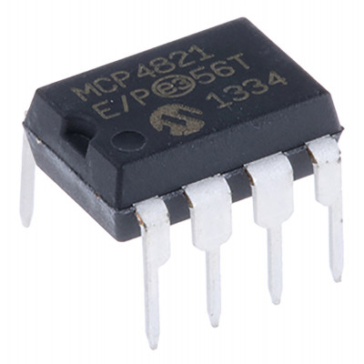 MCP4821 12 Bit Voltage Output Digital to Analog Converter (DAC) with SPI Interface IC DIP-8 Package
