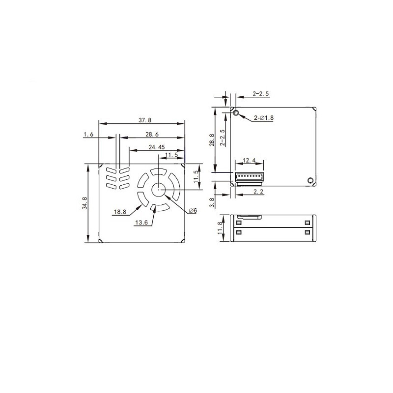 MemsFrontier Laser PM sensor(Air inlet and outlet are on the front, 8 ...