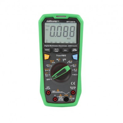 MULTICOMP PRO MP730679 Handheld Digital Multimeter, 1000V@20A AC/DC, 220MR, 220mF, 220MHz, True RMS, NCV, Diode, hFE, LPF