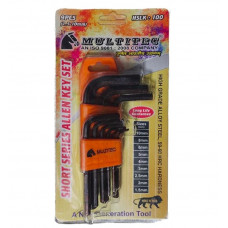 Multitec HSLK-100 Short Allen Key Standard Set - 9 Pieces Pack (1.5mm to 10mm)