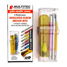 Multitec SDK-777i-C 6 Multicolour Insulated Screw Driver Bits Set with Transparent Handle with Voltage Detector